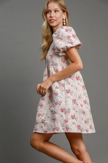 Square Neck Puff Sleeve Mini Dress